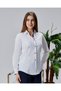 White Cotton Satin Brbry Fabric Detailed Slim Fit Women's Shirt - 8