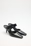 Heeled Shoes 2608 - Black Women's Heeled Shoes with Blunt Toe and Buckle Detail - 4