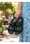 Lov Stone Detailed Orthopedic Comfortable Sole Doctor Nurse Pool Sea Beach Women's Slippers Black - 4