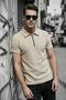 Robb Men's Half Zipper Textured Polo Collar Short Sleeve Slim Fit T-Shirt - 2