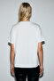 Salenna Women's Soft Fabric Print Detailed Regular Fit White T-Shirt - 6
