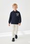 Boy's Sweatshirt with Teddy Bear Print, Navy Blue, Polo Collar, Buttoned, Casual and Special Occasion - 4