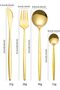 316 Stainless Steel 30 Piece 6-Person Fork Spoon Knife Set Gold Color - 3