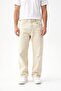 Men's Washable Cream Baggy Jeans with a Casual Fit for Everyday Wear.