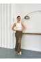 Khaki Color Long Transparent Skirt |   F1887 - Khaki - 3