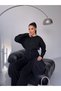 Snap Detailed Crew Neck Cardigan, Elastic Waist Drawstring Pants, Knitwear Set - 4