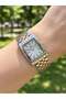 23mm Rectangular Case Women's Wristwatch |   Silver & Rose Gold Color Steel Band, Dial - 2