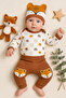 طقم رجالي منقوش من Little Fox مكون من 3 قطع مصنوع من القطن بنسبة 100%