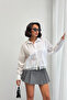 Women's White Stylish Lace Detailed Shirt - 2