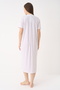 Women's Cotton Short Sleeve Patterned Long Nightdress - 4