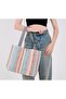 Striped Pattern Women's Shoulder Bag - 15" Laptop Compatible - Washable Casual Bag with Lining and Interior Pockets - 3