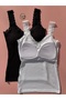 Women's Modal Camisole V-Neck Bra Lace Undershirt Blouse Set of 2 – Black, White