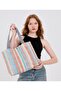 Striped Pattern Women's Shoulder Bag - 15" Laptop Compatible - Washable Casual Bag with Lining and Interior Pockets - 5