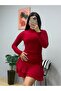 Women's Long Sleeve Turtleneck Mini Ruffle Sandy Dress - 4