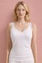 Women's Modal Camisole V-Neck Bra Lace Undershirt Blouse Set of 2 – Powder, White - 4