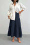 Women's Navy Blue Muslin Fabric Premium Long Skirt - 4