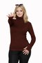 Women's Bitter Coffee Turtleneck Ribbed Long Sleeve Slim Fit Knitwear Sweater Blouse - 6