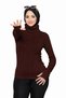 Women's Bitter Coffee Turtleneck Ribbed Long Sleeve Slim Fit Knitwear Sweater Blouse - 7