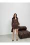 Women's Skirt Layered Lace Detailed Striped Buckle Mini Dress - 3