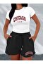 Women's Chicago Printed Baby Tee Combed Cotton Crop and Shorts - Two-Piece Shorts Set