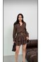 Women's Skirt Layered Lace Detailed Striped Buckle Mini Dress