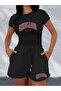 Women's Chicago Printed Baby Tee Combed Cotton Crop and Shorts - Two-Piece Shorts Set