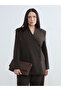 Soulife Brown Double-Breasted Collar Women's Blazer Jacket