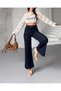 Women's Front Pocket Detail Palazzo Jean Trousers - 3