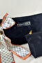 Stylish Black Handbag and Makeup Bag - Set of 2, with Shawl Accessory, Italian Fabric - 2