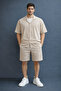 Men's Alaçatı Style Shirt Shorts Wrinkled Oversize Waffle Premium Fabric Relaxed Fit Bottom Top Set - 2