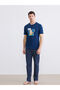 Giyçık Store Navy Blue Crew Neck Garfield Printed Men's Pajama Set - 5