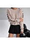 Wool Blend Sweater with Wooden Accessory Detail, Crew Neck, Soft Women's Sweater - 4
