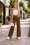 Christina Lycra Loose Women's Brown Super High Waist Loose Leg Denim Jeans Palazzo Trousers