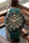 44mm Lead Color Case, Green Silicone Band, Multifunctional Men's Wristwatch - 3