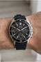 44mm Silver Case, Black Silicone Band, Multifunction, Sports Men's Wristwatch