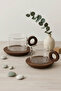 Handmade 2-Person Borosilicate Glass 4-Piece Turkish Coffee Cup Set with Acacia Handles 90 ml