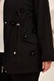 Women's Plus Size Trench Coat with Floral Appliqué Black - 3