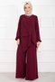 Asymmetrical Cut Aerobin Hijab Two-Piece Set Burgundy - 4
