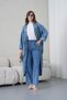 Women's Front Embroidered Beaded Denim Kimono Cardigan and Jeans Two-Piece Set - 4