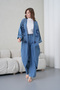 Women's Front Embroidered Beaded Denim Kimono Cardigan and Jeans Two-Piece Set - 3