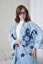 Women's Front Embroidered Beaded Denim Kimono Cardigan and Jeans Two-Piece Set - 5