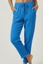 Turquoise Blue 100% Cotton Muslin Fabric Ankle Length Trousers - Elastic Waist, Narrow Leg, Women's Trousers
