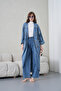 Women's Front Embroidered Beaded Denim Kimono Cardigan and Jeans Two-Piece Set - 3