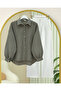 Long Backed Loose Muslin Shirt with Stitched Stripes -Khaki - 3