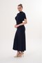 Women's High Neck Draped Ruched Detail Midi Dress - 4