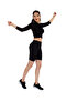 Women's Black High Waist Short (Capri) Viscose Blend Leggings - 8