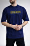 Men's Follow Your Dreams Text Printed Crew Neck Navy Blue T-Shirt - 2
