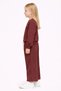 Crew Neck Daisy Embroidered Burgundy Color Girls' Tracksuit Set - 2
