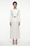 Women's White Belted Midi Evening Dress