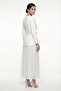 Women's White Belted Midi Evening Dress - 6
